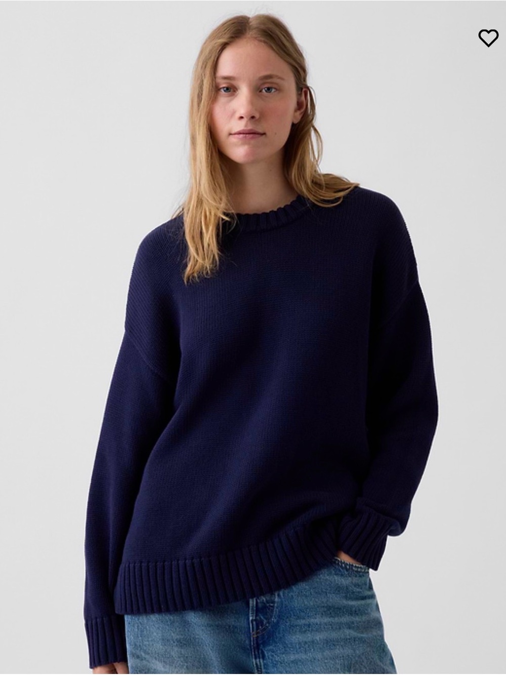 GAP 100% Cotton Oversized Crew Neck Sweater Navy XXL